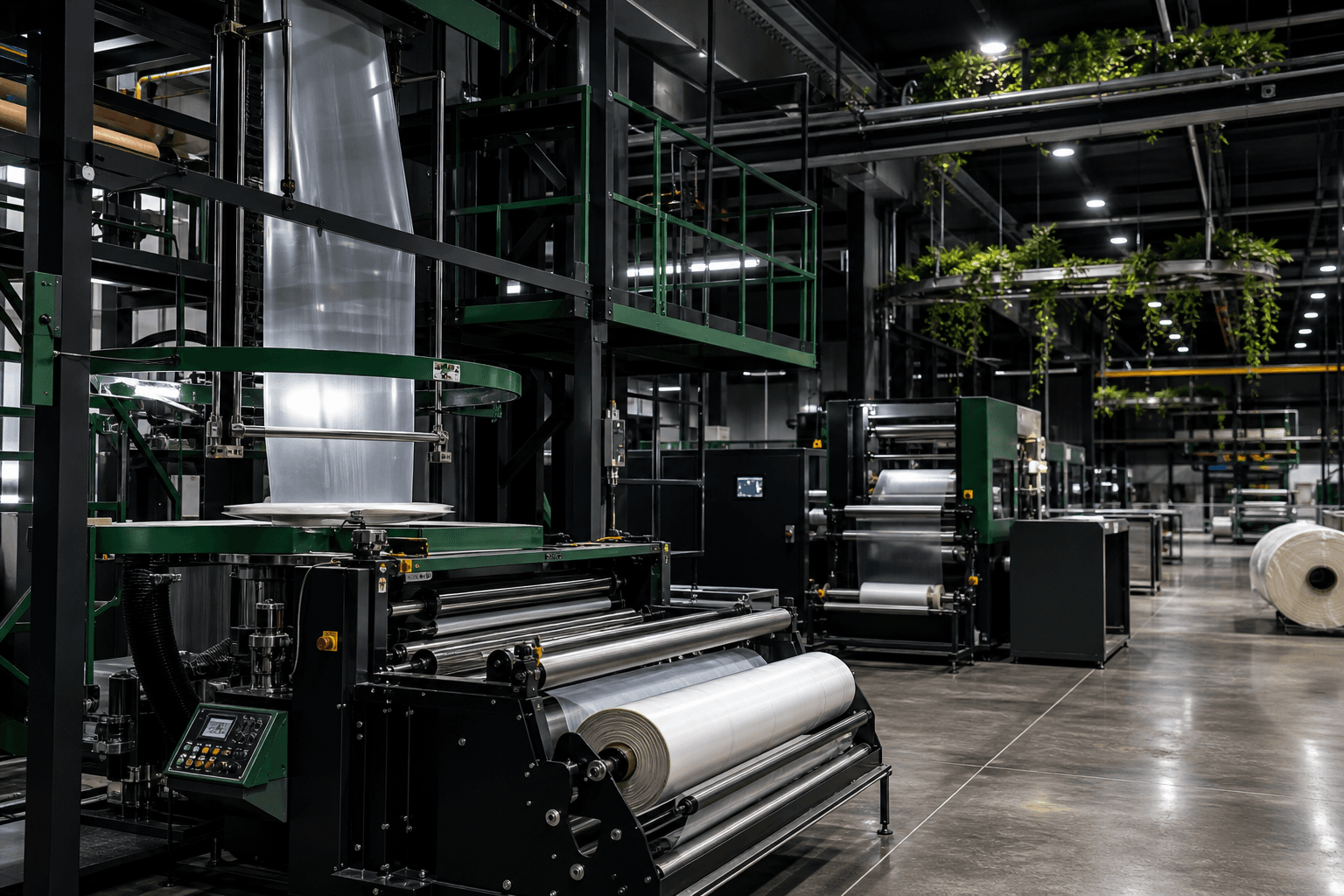 Industrial converting equipment in a clean manufacturing environment