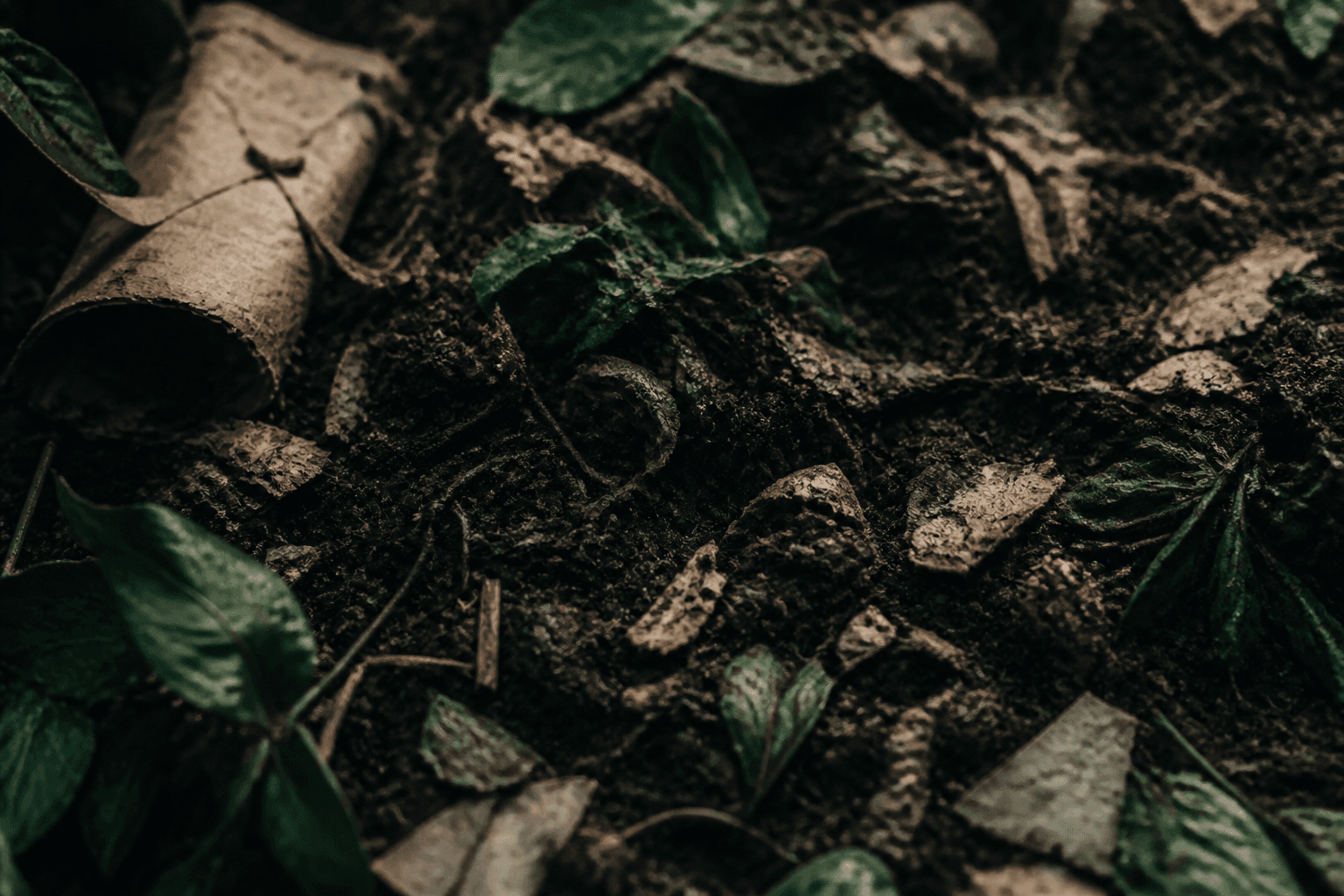 Natural ground cover suggesting materials returning to soil